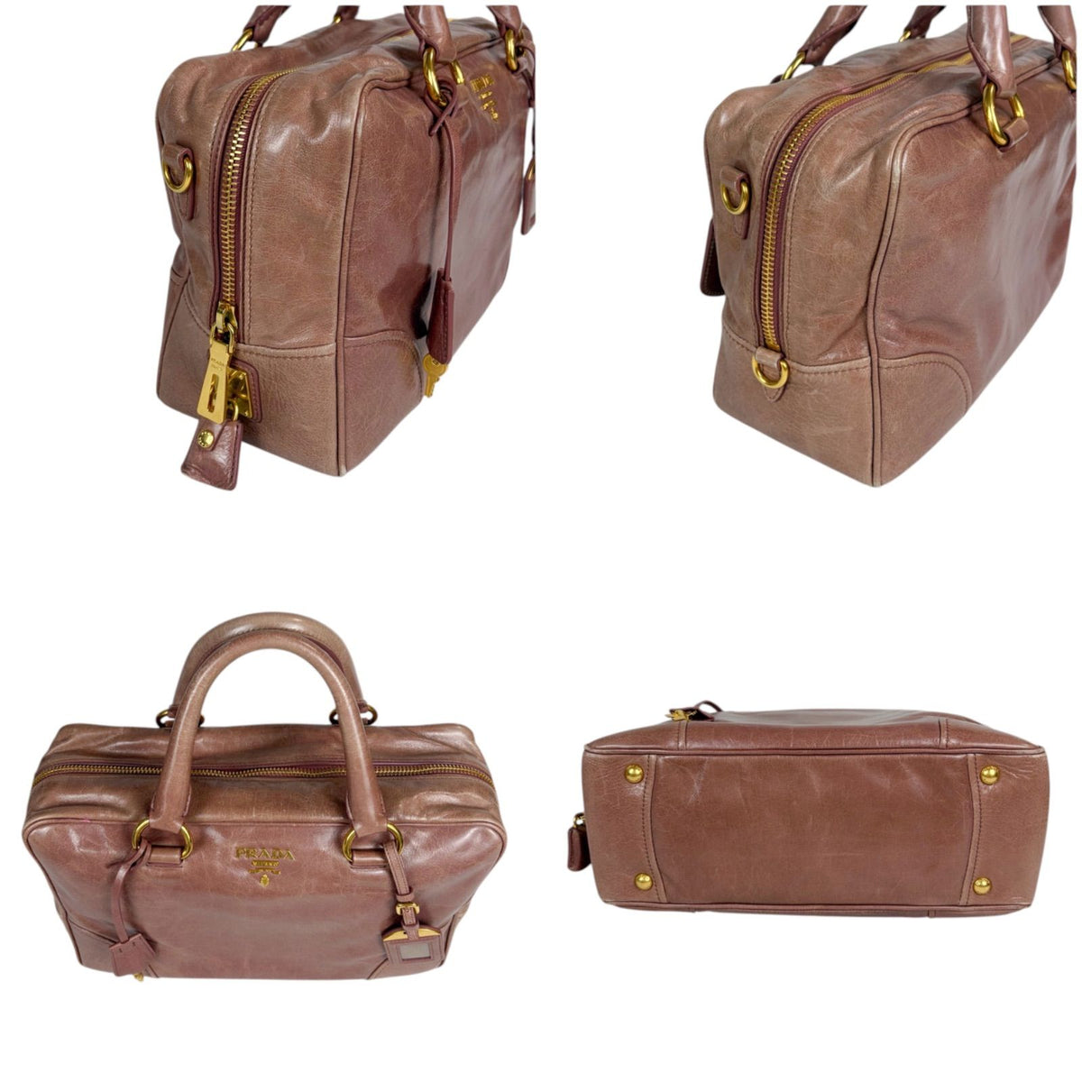 Prada Vitello Shine Leather 2-Way Mini Boston Bag — view 4
