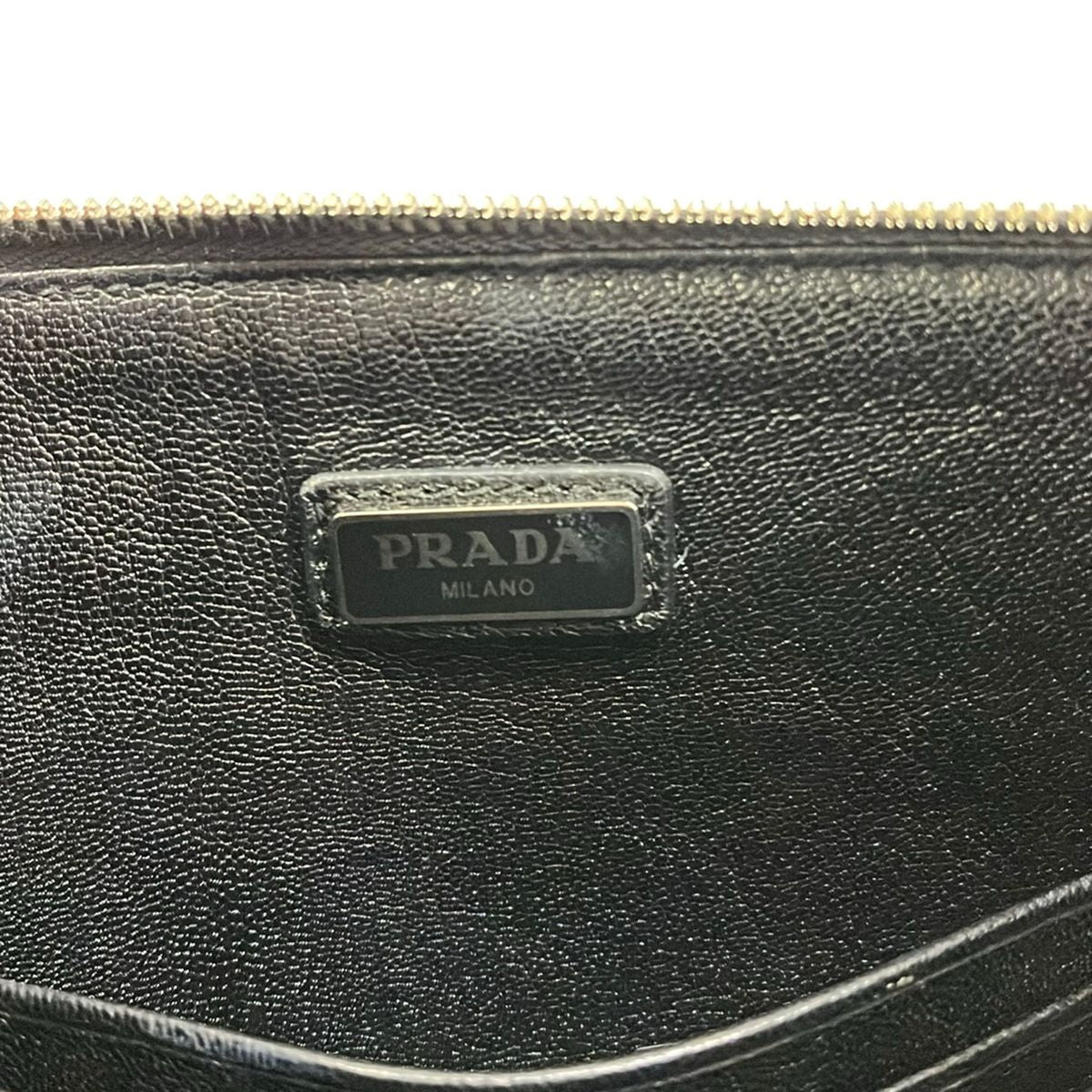 Prada Second Bag Dark Gray Light Bordeaux Leather — view 8