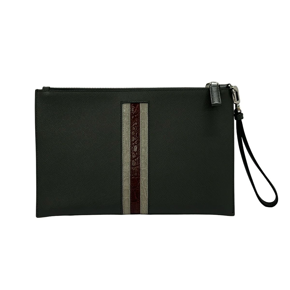 Prada Second Bag Dark Gray Light Bordeaux Leather — view 3