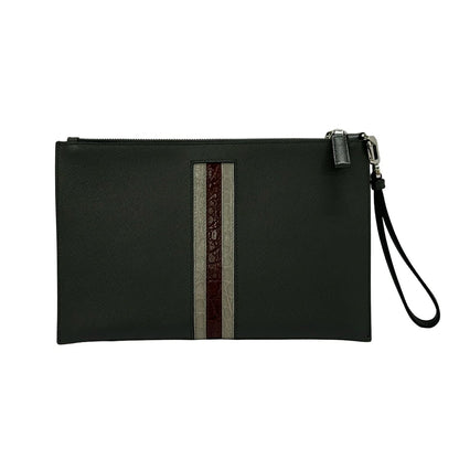Prada Second Bag Dark Gray Light Bordeaux Leather — view 3
