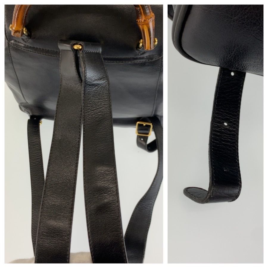 Gucci Bamboo Black Gold Leather Backpack — view 6