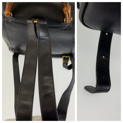 Gucci Bamboo Black Gold Leather Backpack — view 6