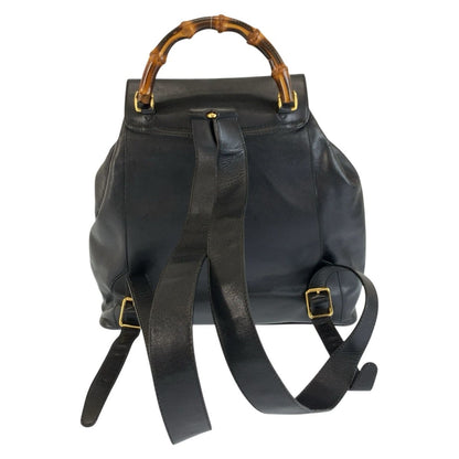 Gucci Bamboo Black Gold Leather Backpack — view 2