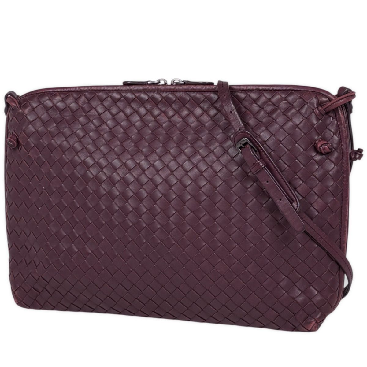 Bottega Veneta Shoulder Bag Intrecciato Leather Bordeaux