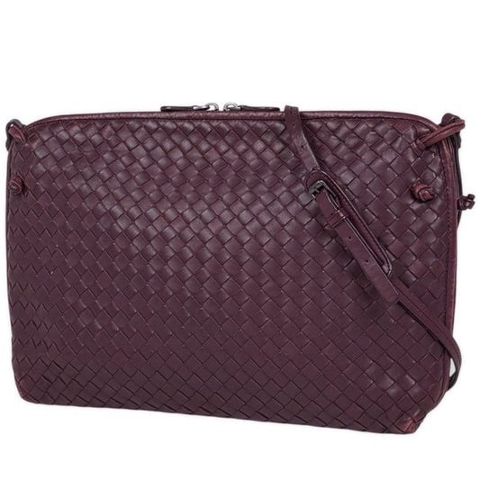 Bottega Veneta Shoulder Bag Intrecciato Leather Bordeaux