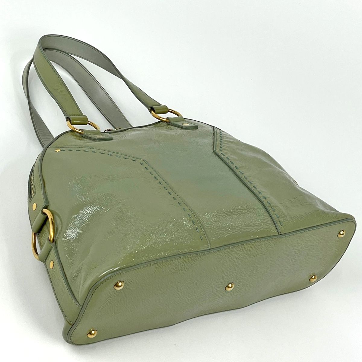 Saint Laurent Handbag Muse Patent Leather Green — view 2