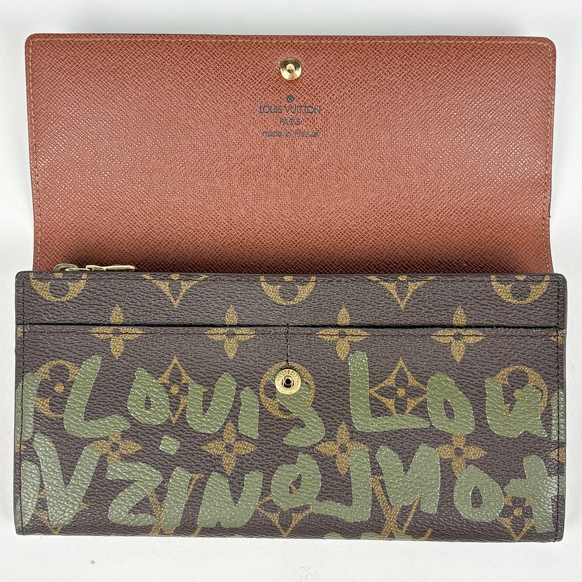 Louis Vuitton Porte Monnaie Credit Wallet Monogram Graffiti Khaki Brown Coin — view 7