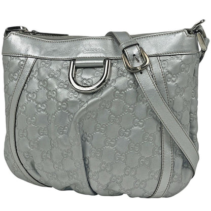 Gucci Shoulder Bag Guccissima Abbey Leather Silver