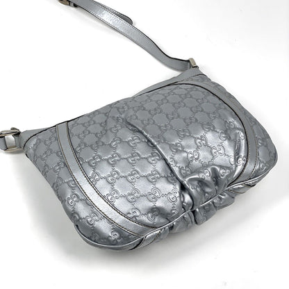 Gucci Shoulder Bag Guccissima Abbey Leather Silver — view 2