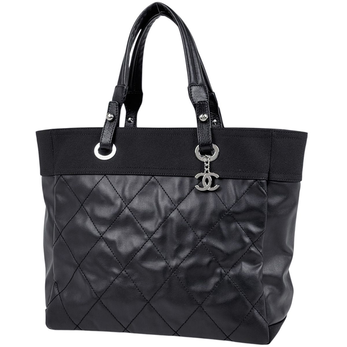 Chanel Tote Paris Biarritz MM CC Logo Black