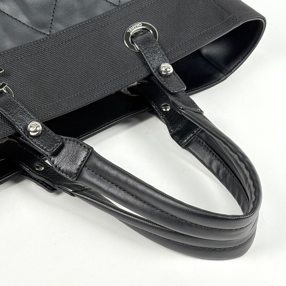 Chanel Tote Paris Biarritz MM CC Logo Black — view 6