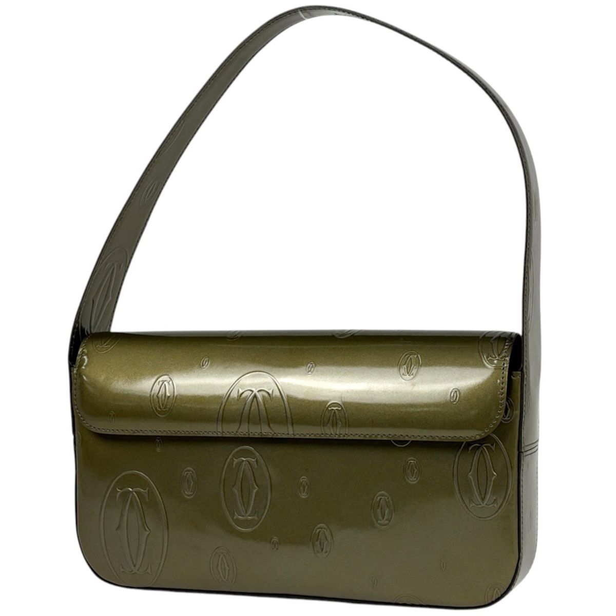 Cartier Shoulder Bag Happy Birthday Patent Khaki Green