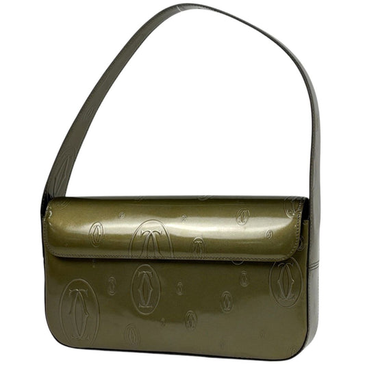 Cartier Shoulder Bag Happy Birthday Patent Khaki Green