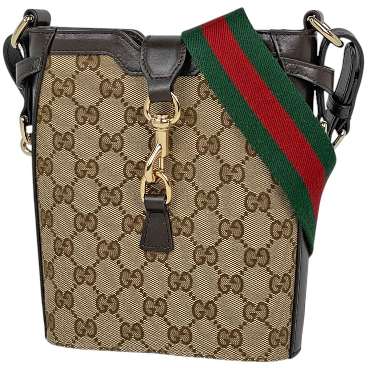 Gucci Shoulder Bag Mini Bucket GG Pattern Web Canvas Beige Brown