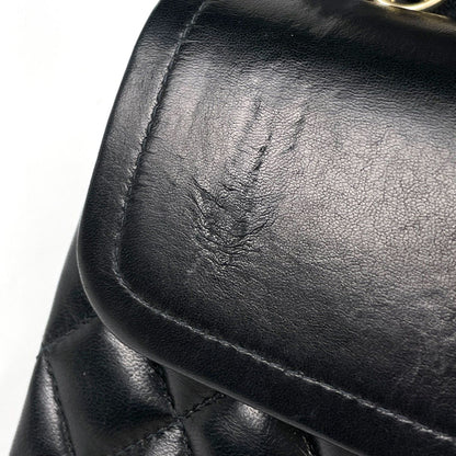 Chanel Shoulder Bag Quilted Double Flap CC Logo Leather Black — view 7