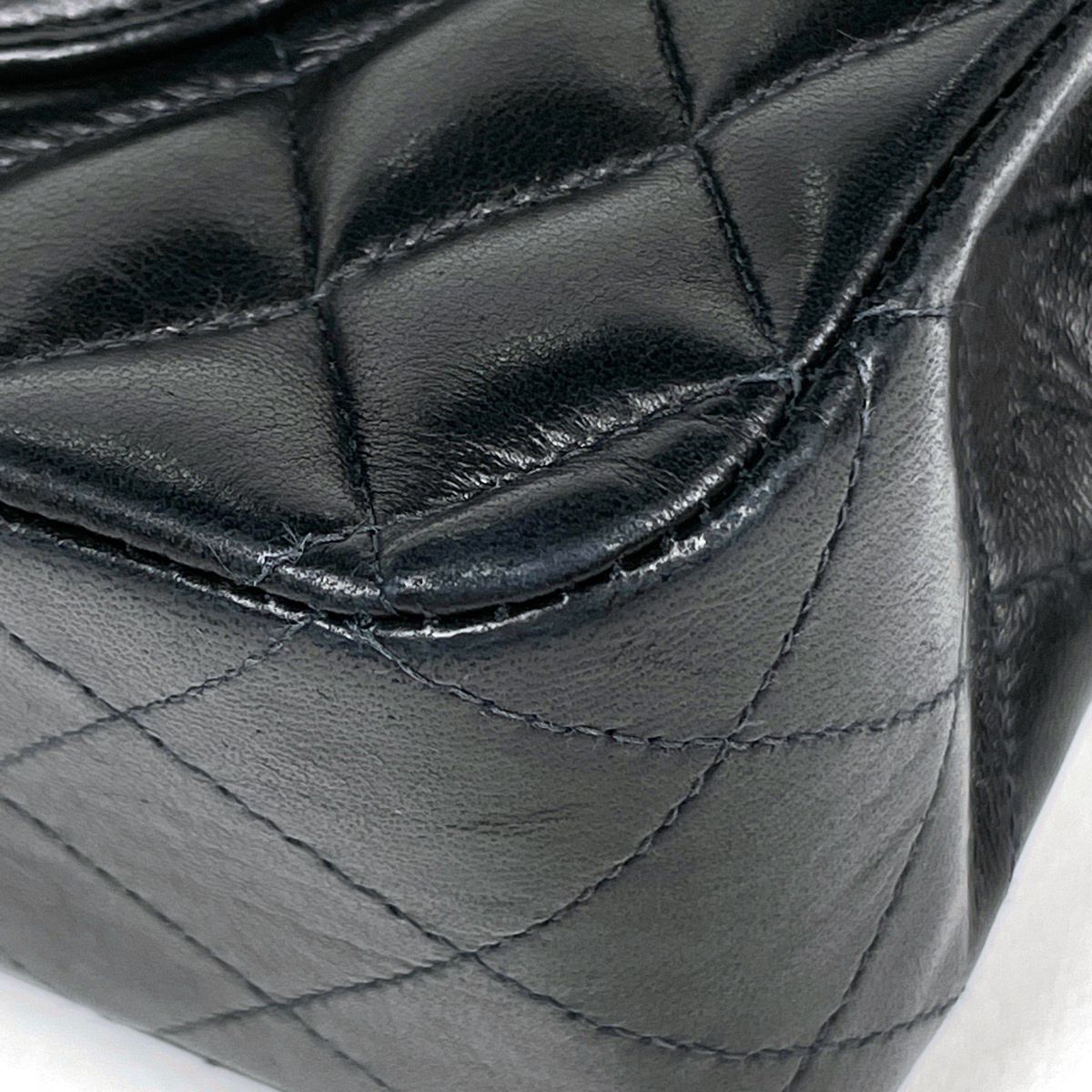 Chanel Shoulder Bag Quilted Double Flap CC Logo Leather Black — view 3