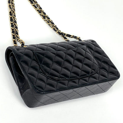 Chanel Shoulder Bag Quilted Double Flap CC Logo Leather Black — view 2
