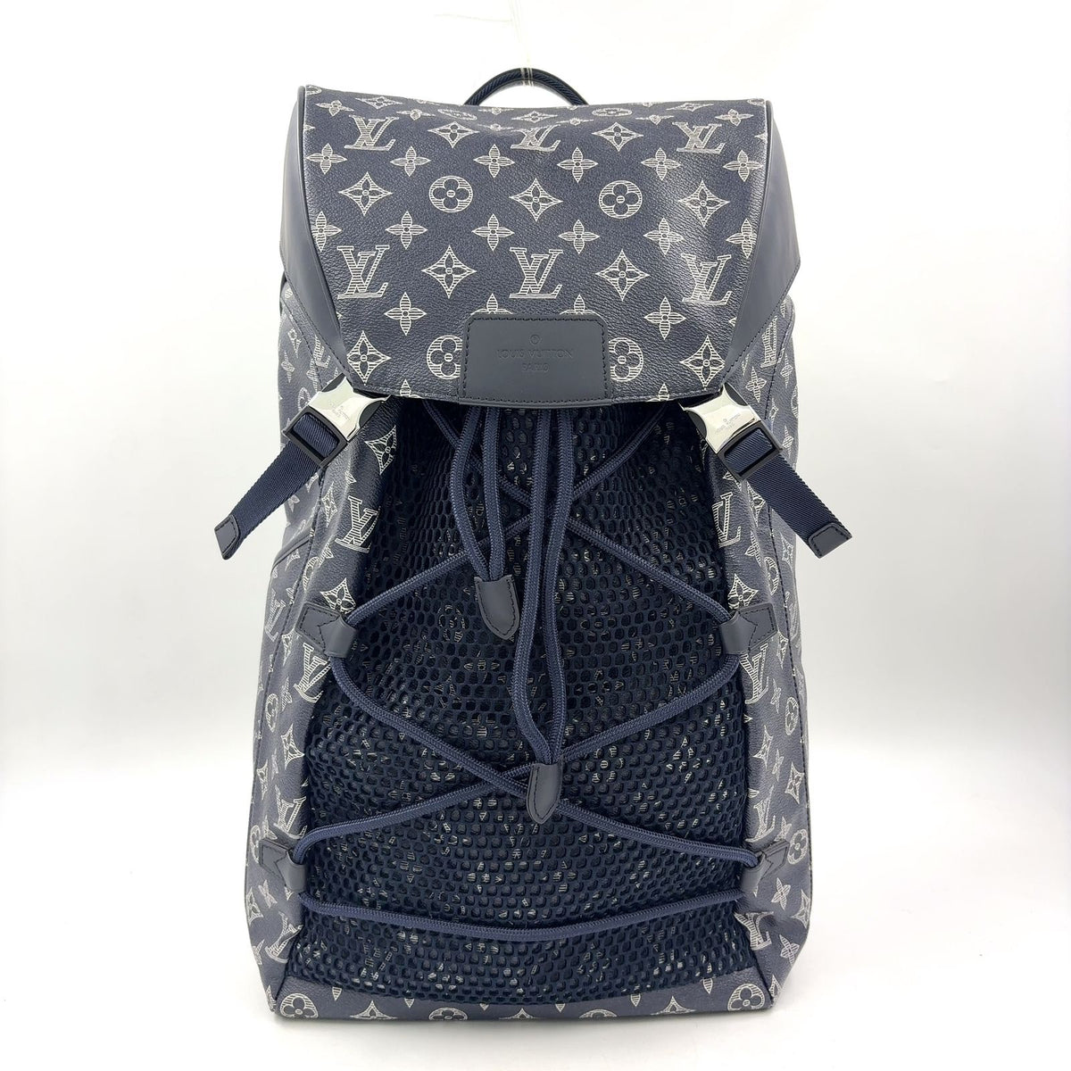 Louis Vuitton Chapman Collaboration Hiking Leather Navy Backpack Silver