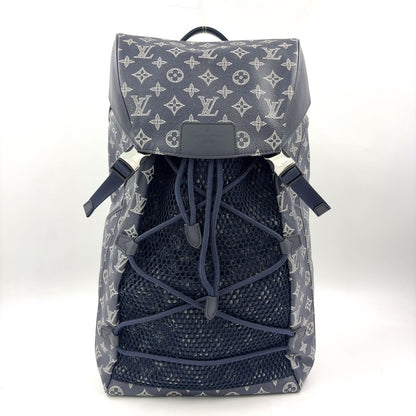 Louis Vuitton Chapman Collaboration Hiking Leather Navy Backpack Silver