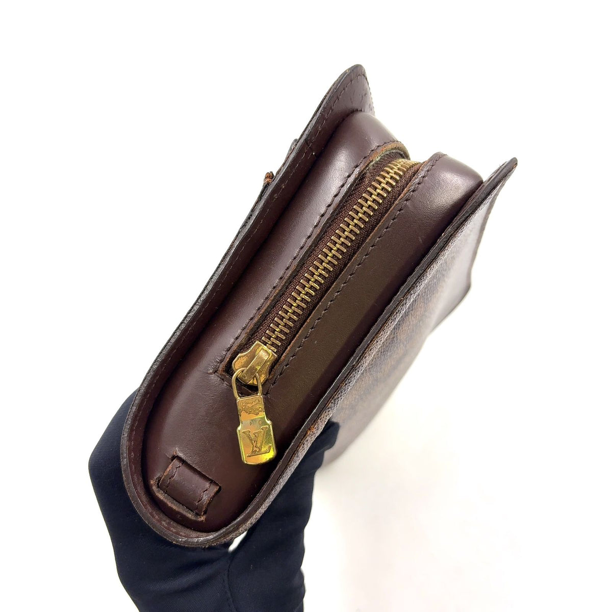 Louis Vuitton Damier Saint Louis Second Leather Brown Clutch Gold — view 7