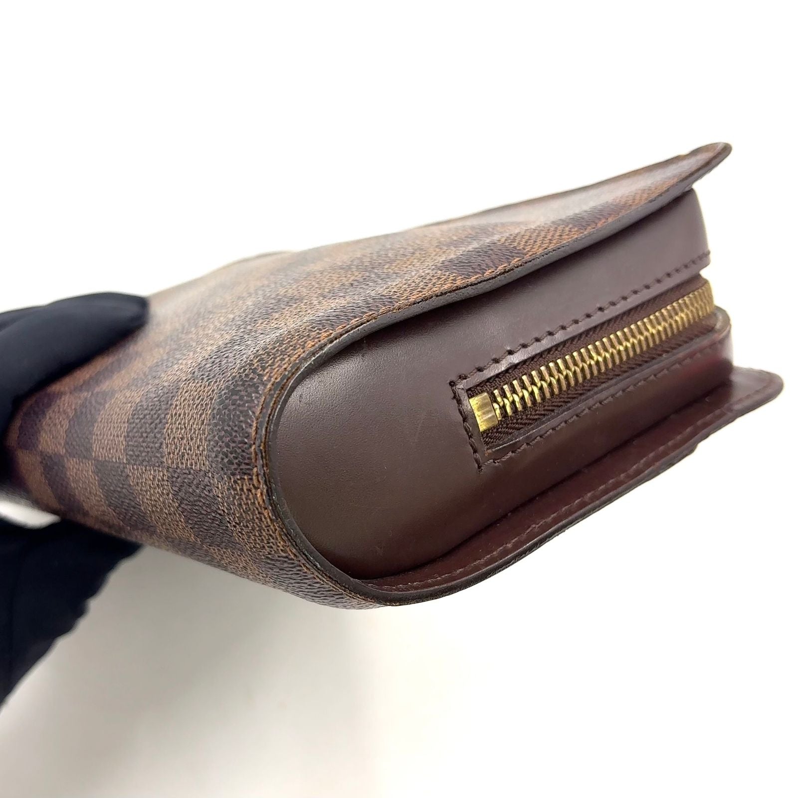 Louis Vuitton Damier Saint Louis Second Leather Brown Clutch Gold — view 6
