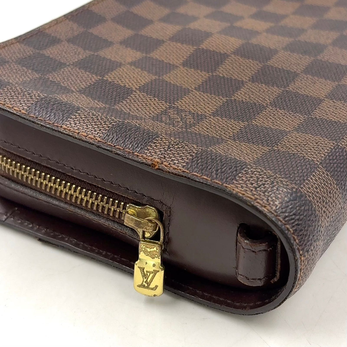 Louis Vuitton Damier Saint Louis Second Leather Brown Clutch Gold — view 8