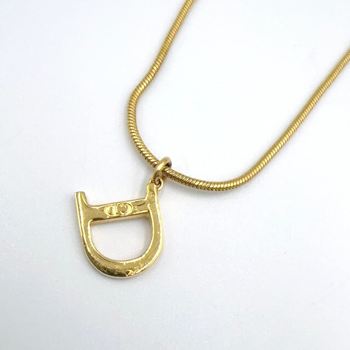 Dior D Logo Snake Chain Gold Plated Necklace