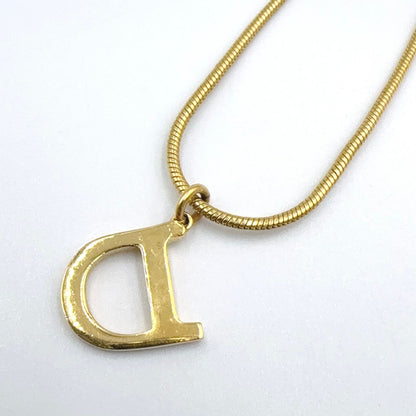 Dior D Logo Snake Chain Gold Plated Necklace — view 2