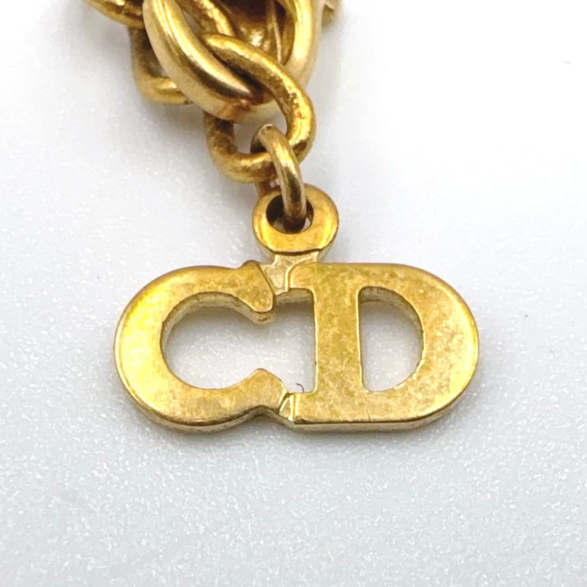 Dior D Logo Snake Chain Gold Plated Necklace — view 4