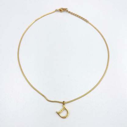 Dior D Logo Snake Chain Gold Plated Necklace — view 3