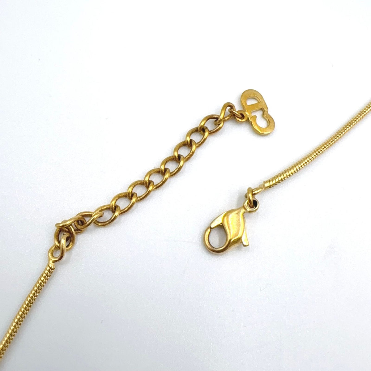 Dior D Logo Snake Chain Gold Plated Necklace — view 8