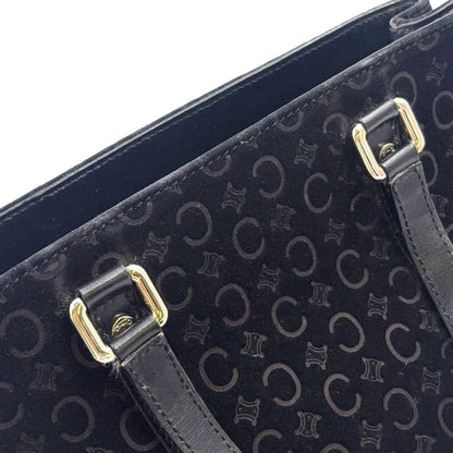 Celine C Macadam Leather Suede Black Handbag Silver — view 8