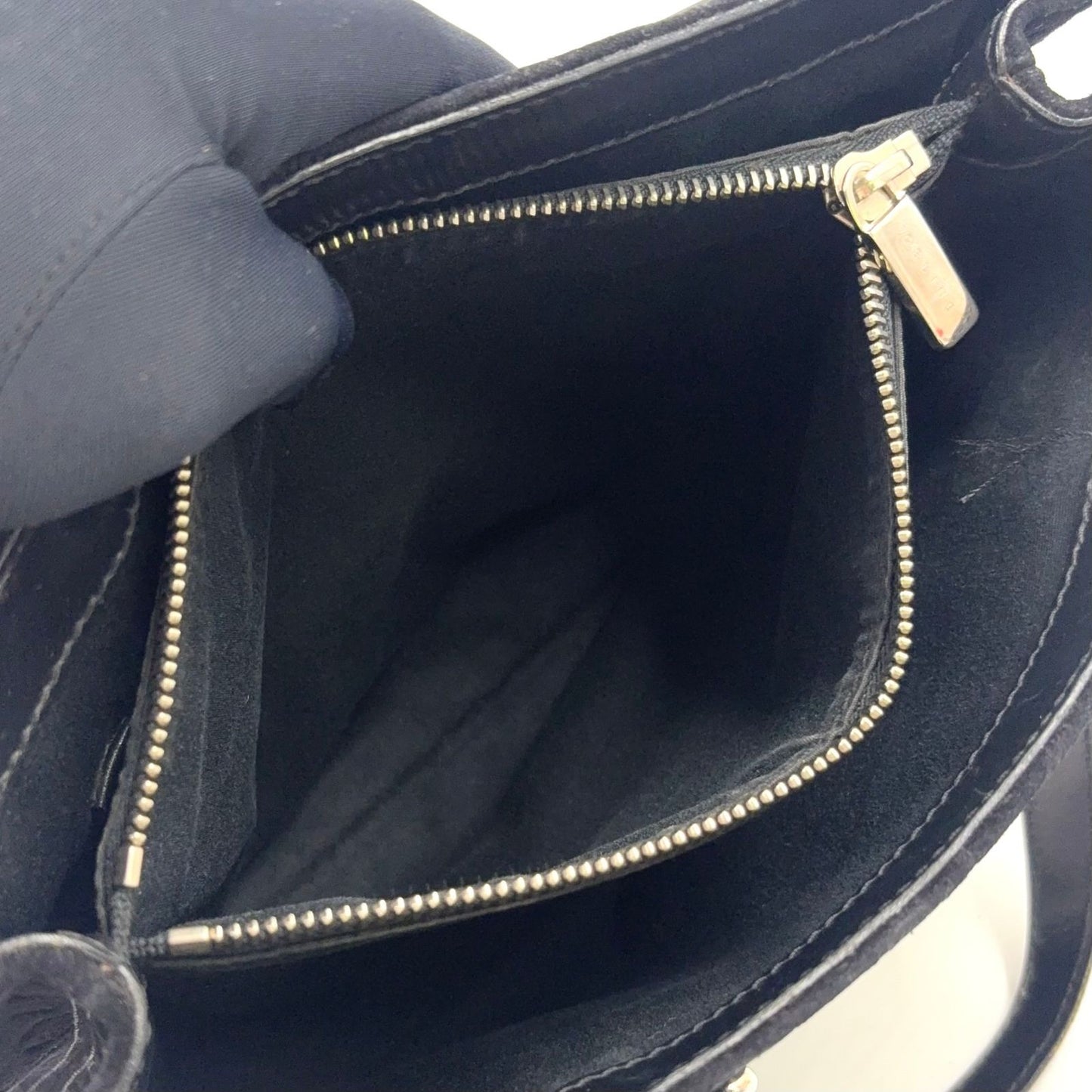 Celine C Macadam Leather Suede Black Handbag Silver — view 4
