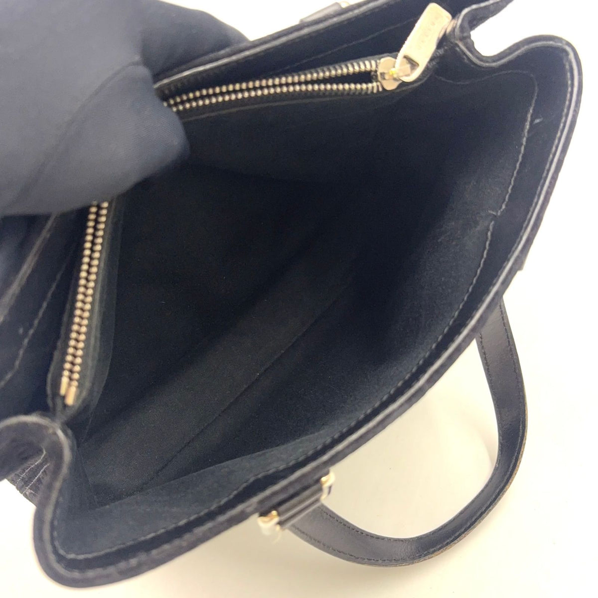 Celine C Macadam Leather Suede Black Handbag Silver — view 3
