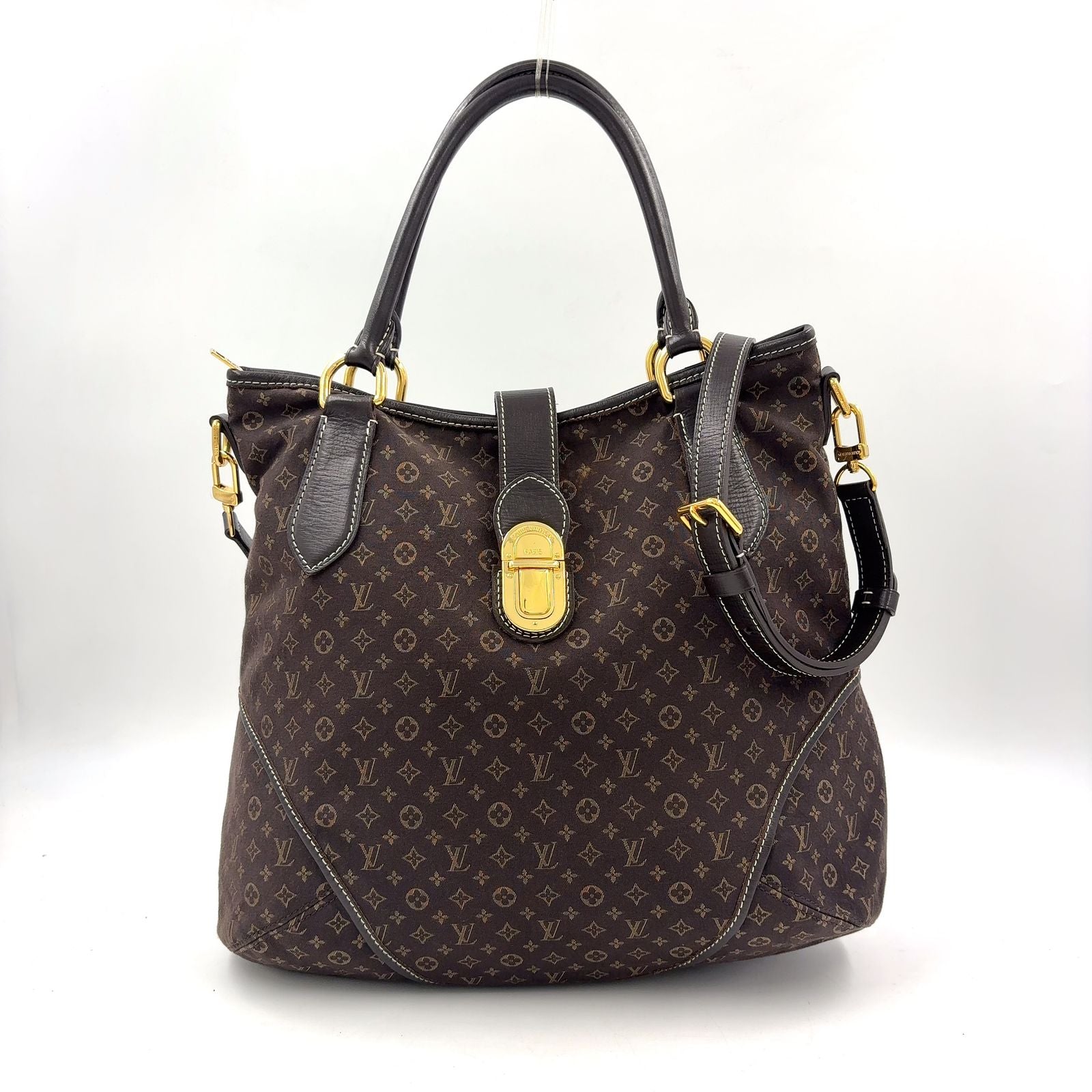 Louis Vuitton Elegy Monogram Idylle Fusain Leather Canvas Brown Handbag Gold