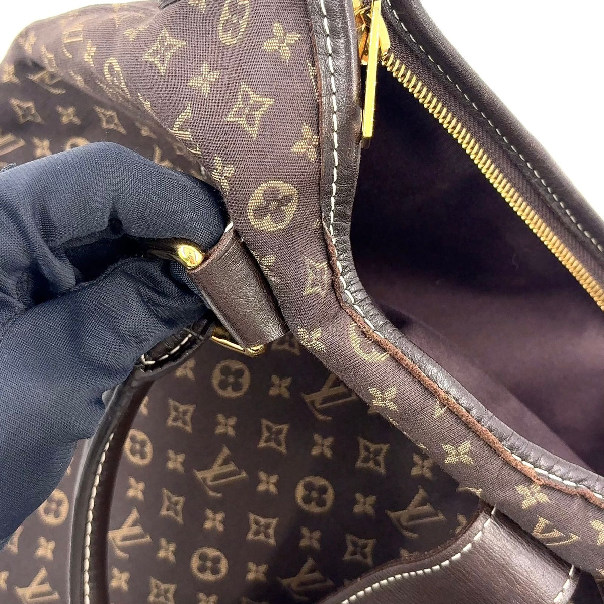 Louis Vuitton Elegy Monogram Idylle Fusain Leather Canvas Brown Handbag Gold — view 7