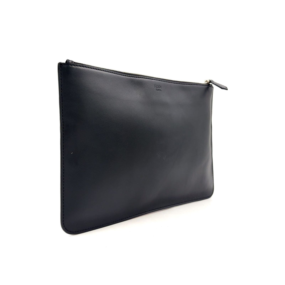 Fendi Bugs Monster Flat Slim Leather Black Clutch Silver — view 2