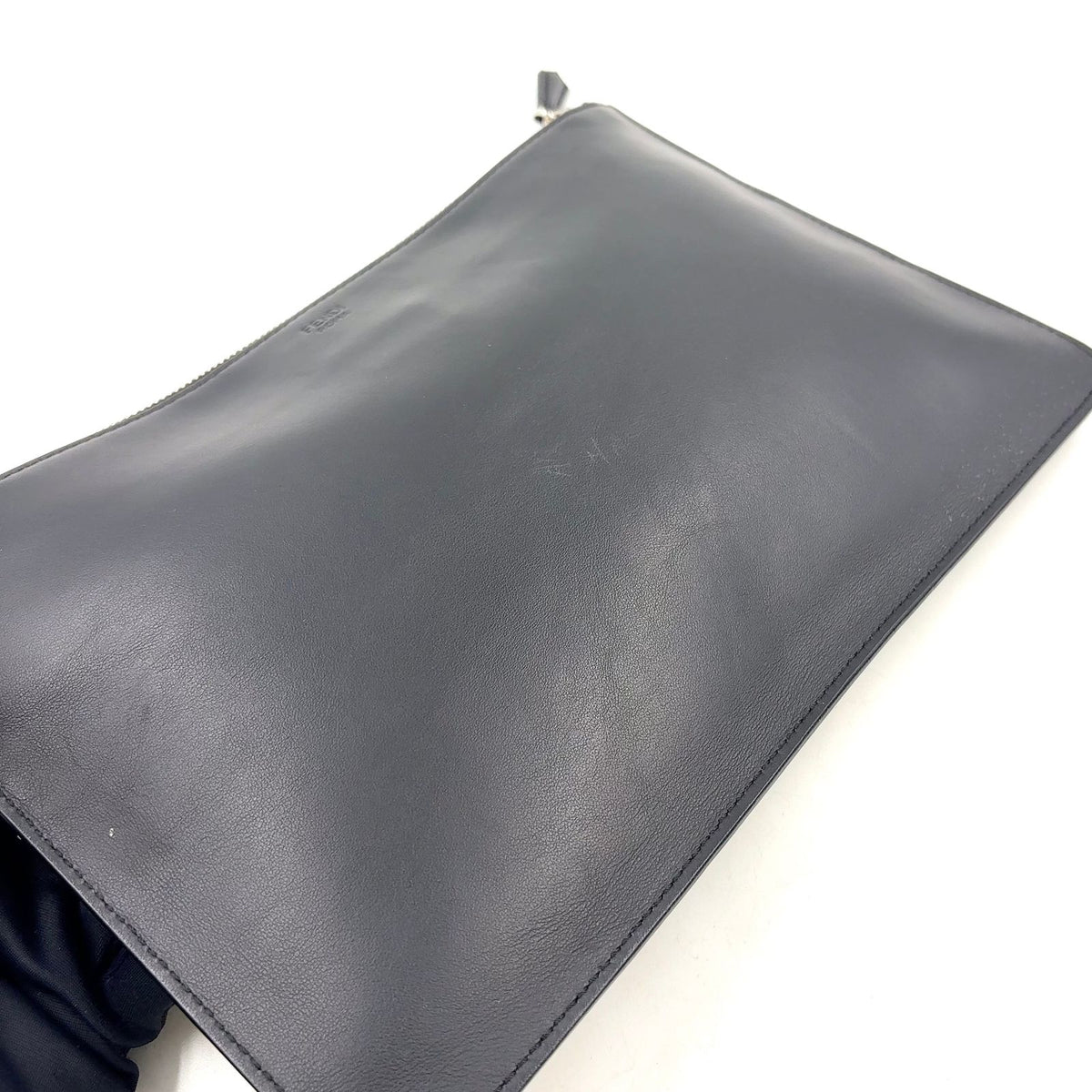 Fendi Bugs Monster Flat Slim Leather Black Clutch Silver — view 6