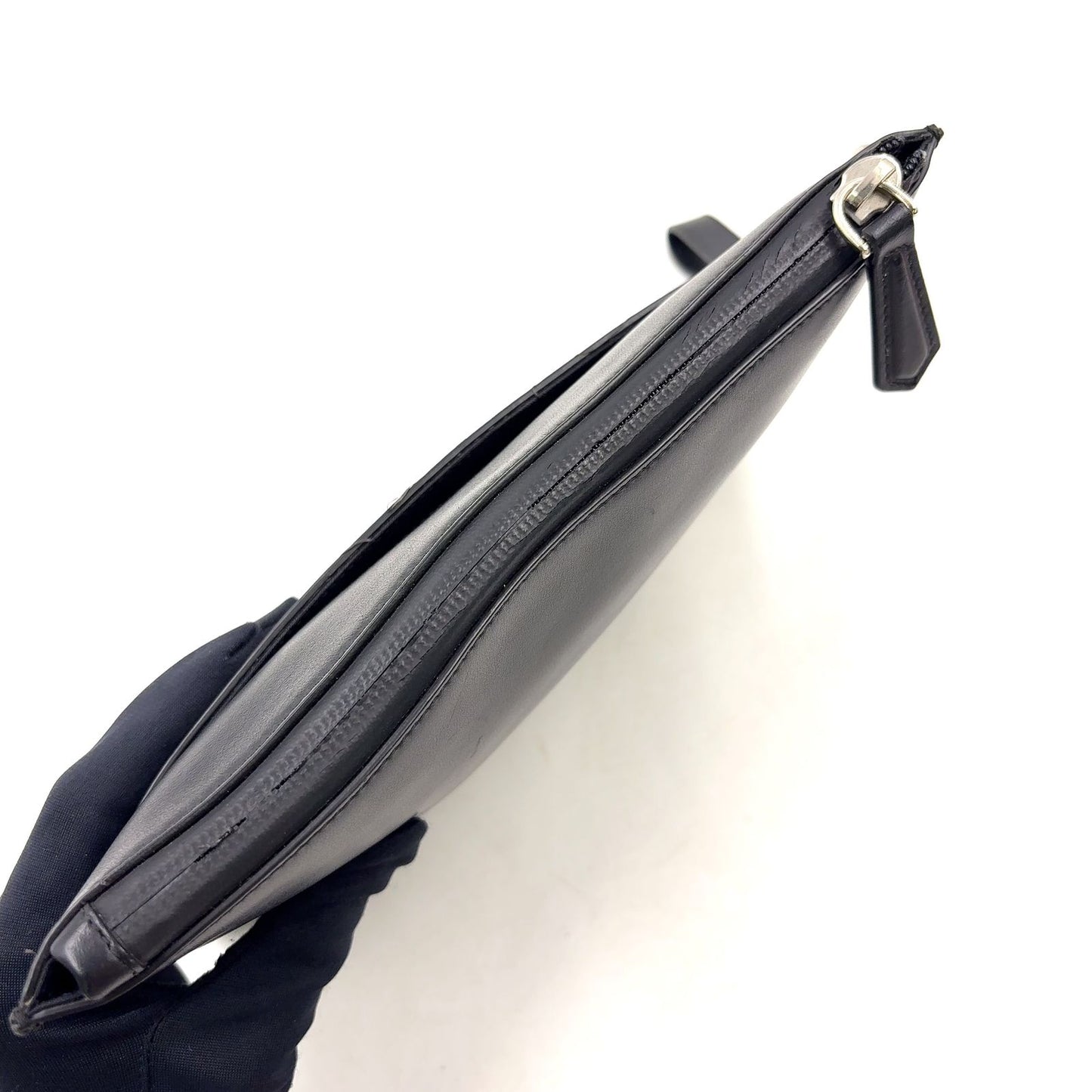 Fendi Mini Occhi Eyes Bugs Monster Leather Black Clutch Silver — view 8