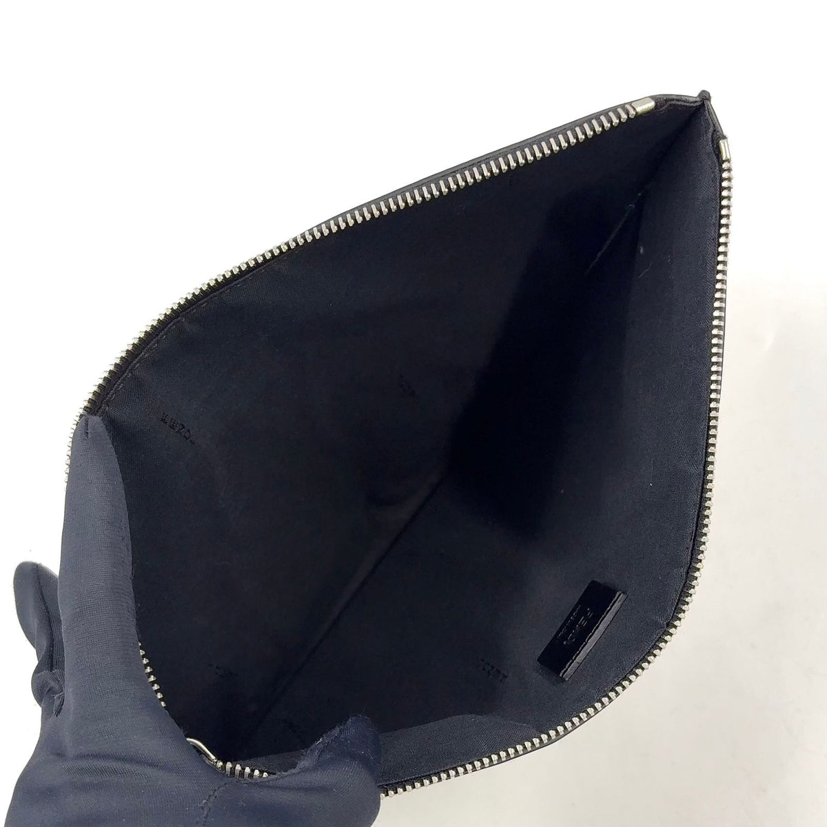 Fendi Bugs Monster Flat Slim Leather Black Clutch Silver — view 3