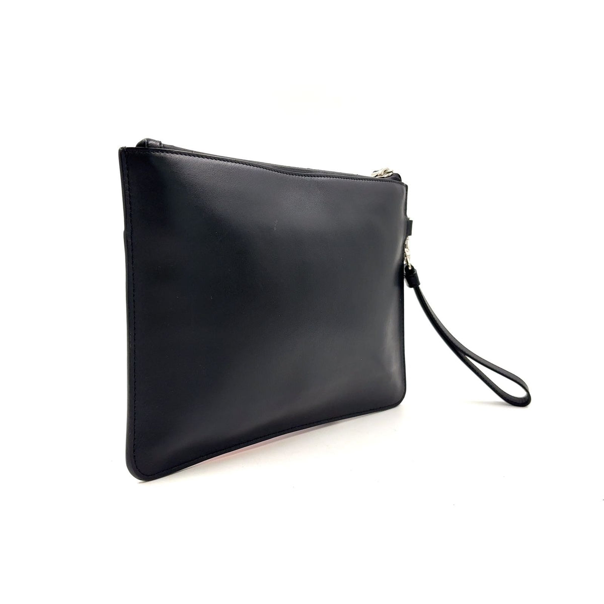 Fendi Mini Occhi Eyes Bugs Monster Leather Black Clutch Silver — view 2
