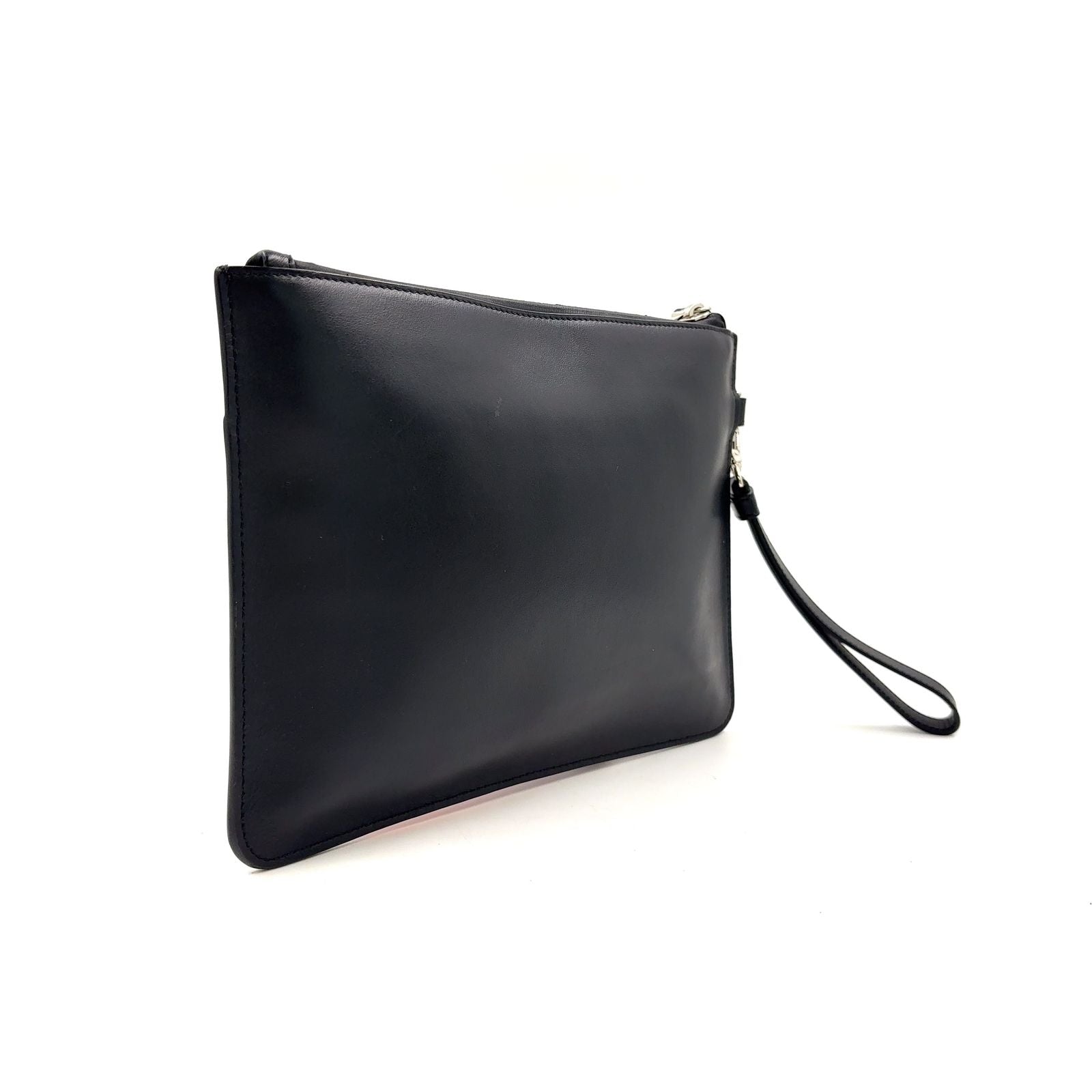 Fendi Mini Occhi Eyes Bugs Monster Leather Black Clutch Silver — view 2