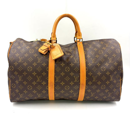 Louis Vuitton Keepall Bandouliere 50 Monogram Leather Brown Boston Bag Gold