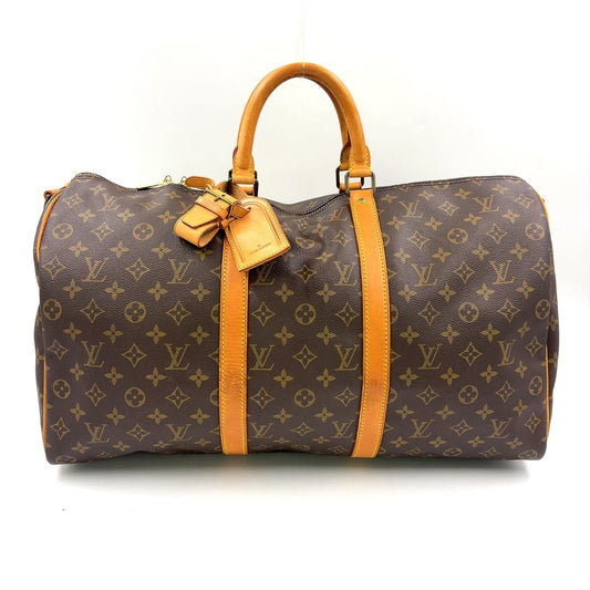 Louis Vuitton Keepall Bandouliere 50 Monogram Leather Brown Boston Bag Gold