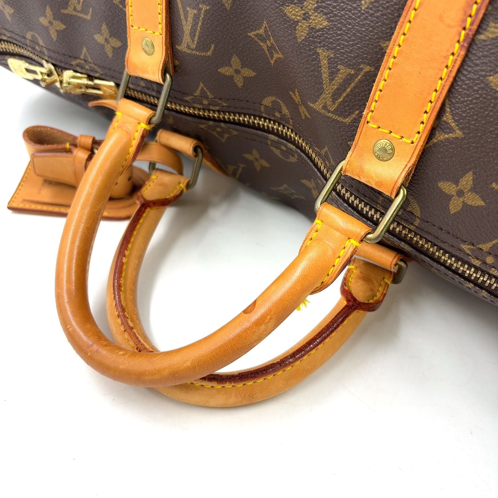Louis Vuitton Keepall Bandouliere 50 Monogram Leather Brown Boston Bag Gold — view 6