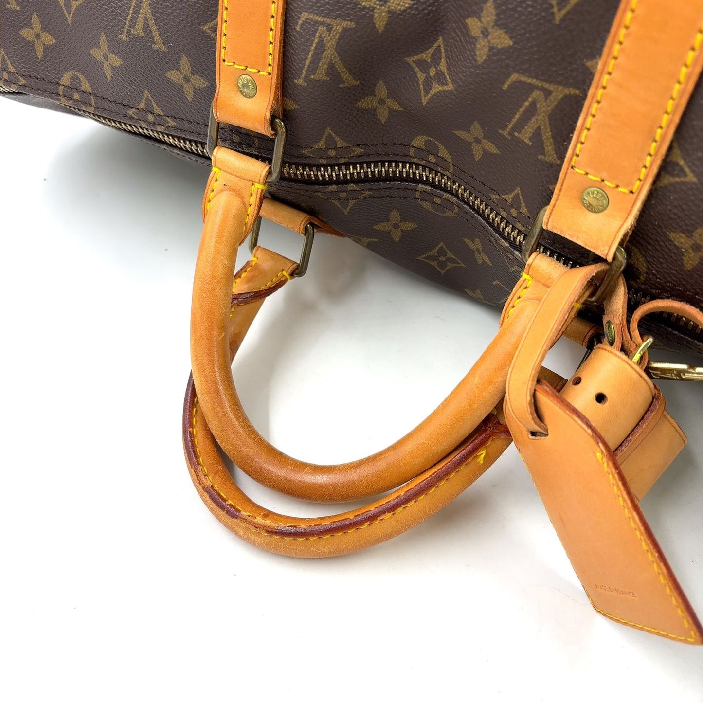 Louis Vuitton Keepall Bandouliere 50 Monogram Leather Brown Boston Bag Gold — view 5