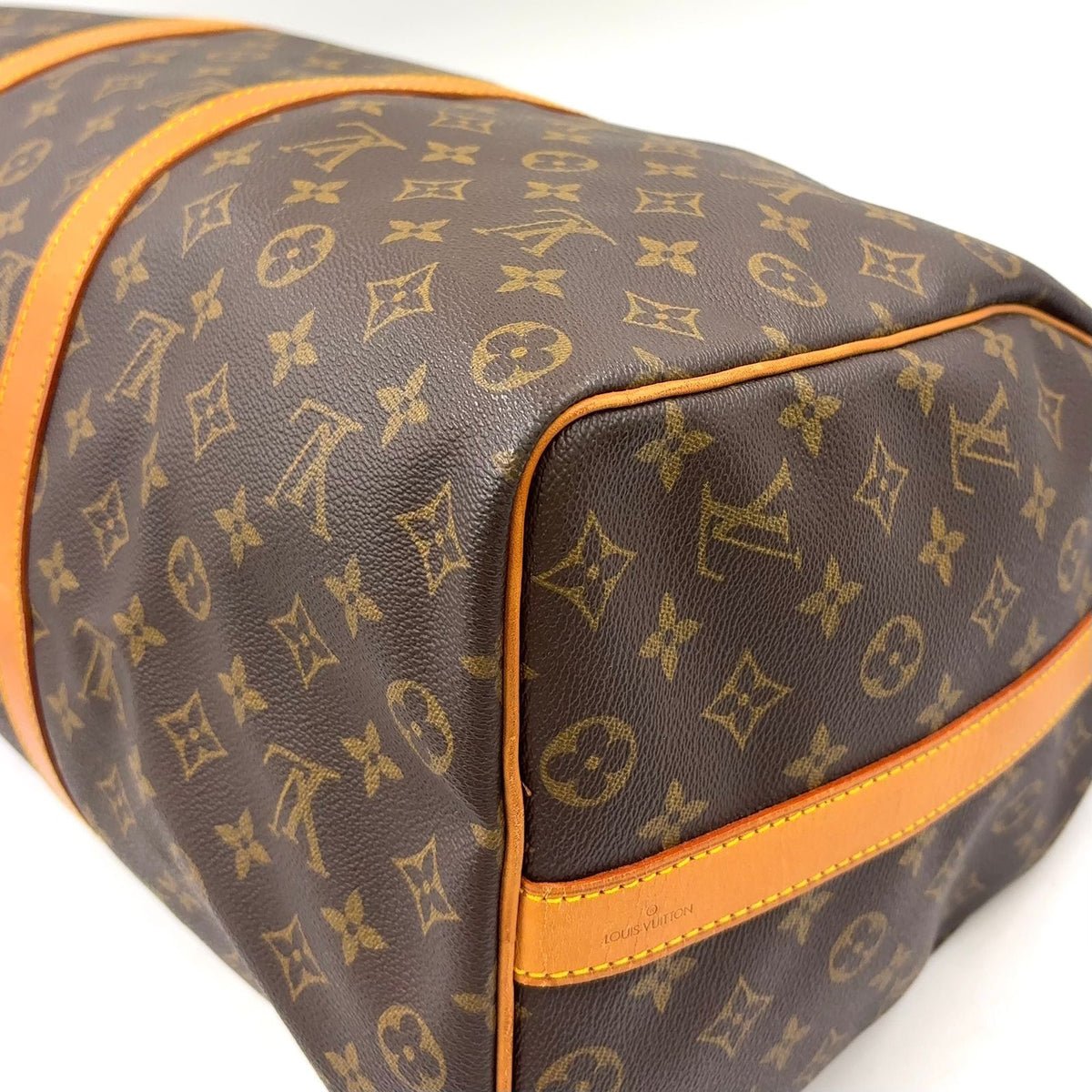 Louis Vuitton Keepall Bandouliere 50 Monogram Leather Brown Boston Bag Gold — view 8