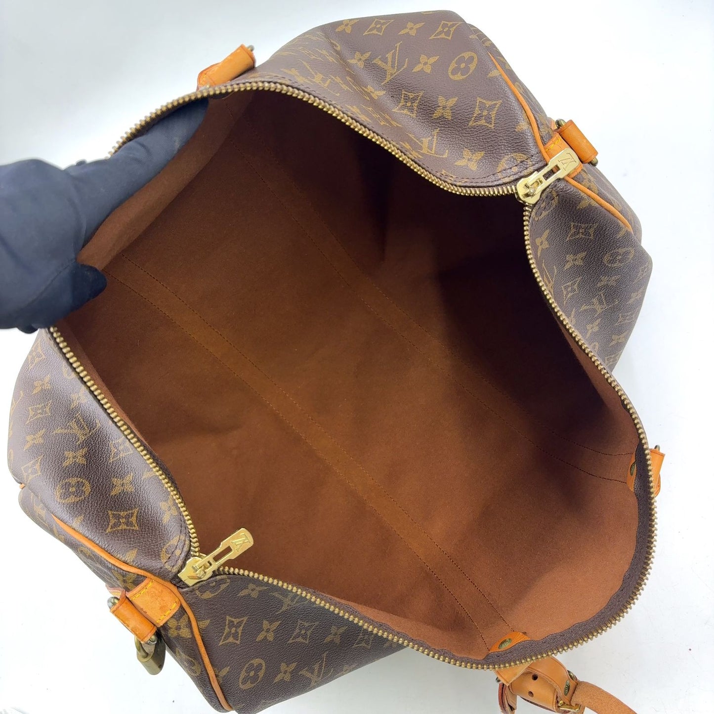 Louis Vuitton Keepall Bandouliere 50 Monogram Leather Brown Boston Bag Gold — view 3
