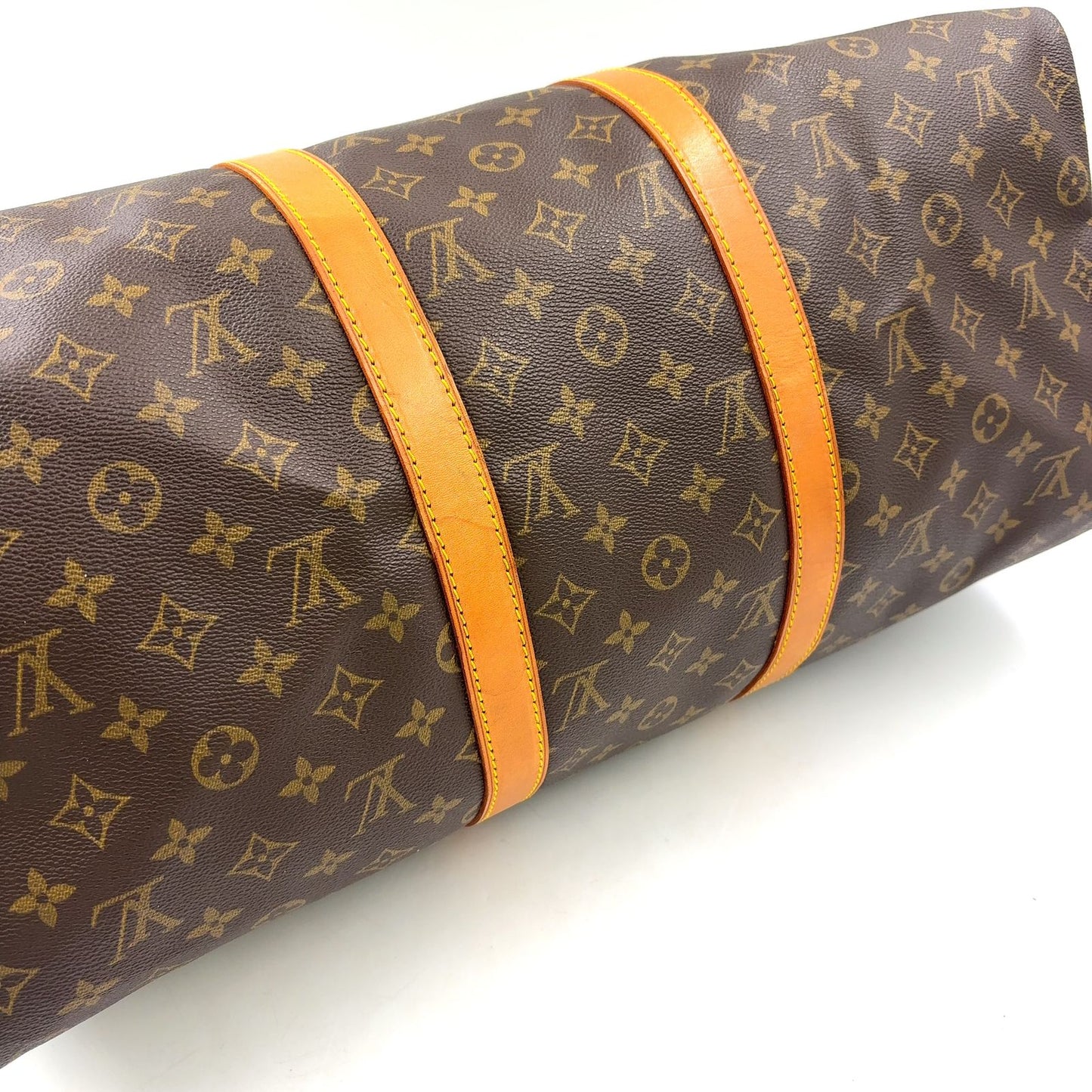 Louis Vuitton Keepall Bandouliere 50 Monogram Leather Brown Boston Bag Gold — view 7