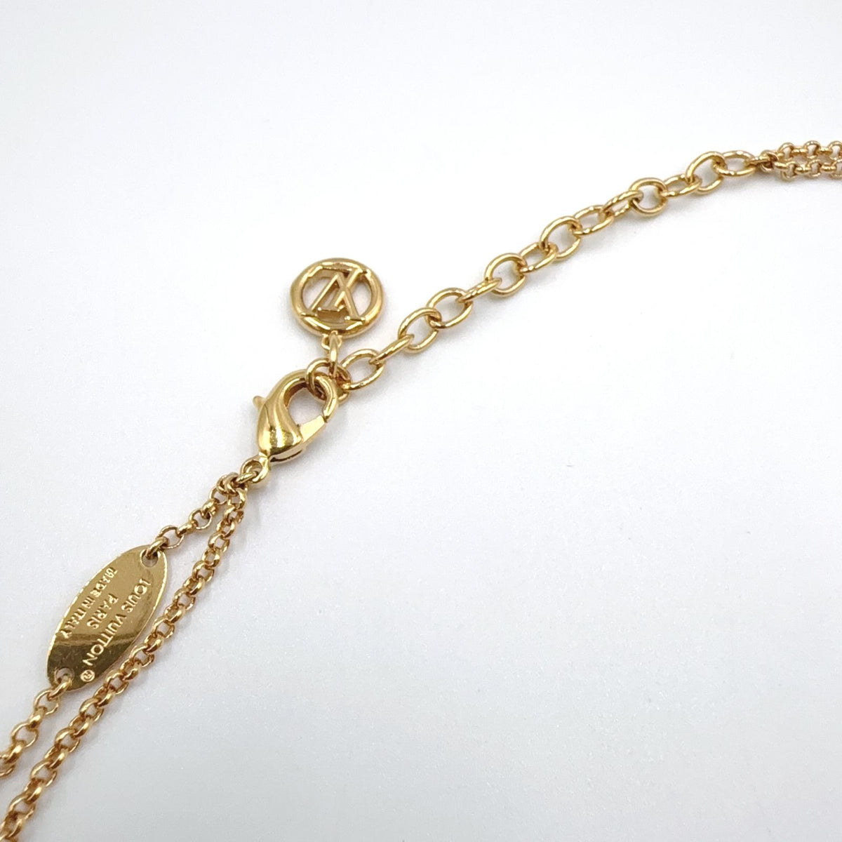 Louis Vuitton LV Metal Rhinestone Gold Necklace — view 7